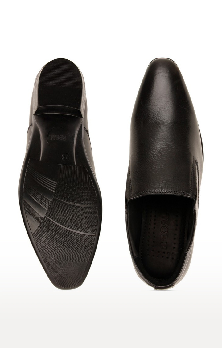 Men's Black Leather Formal Slip-ons