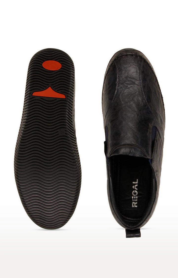 Men's Blue Leather Moccasins