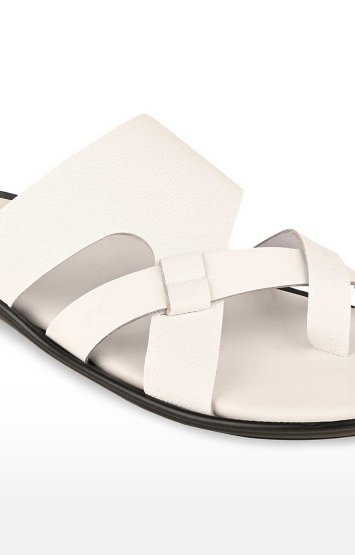 Men's White Leather Sandals