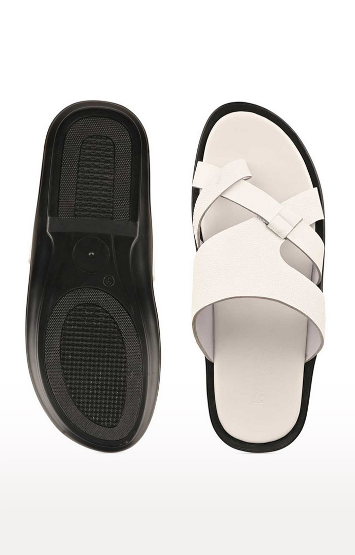 Men's White Leather Sandals