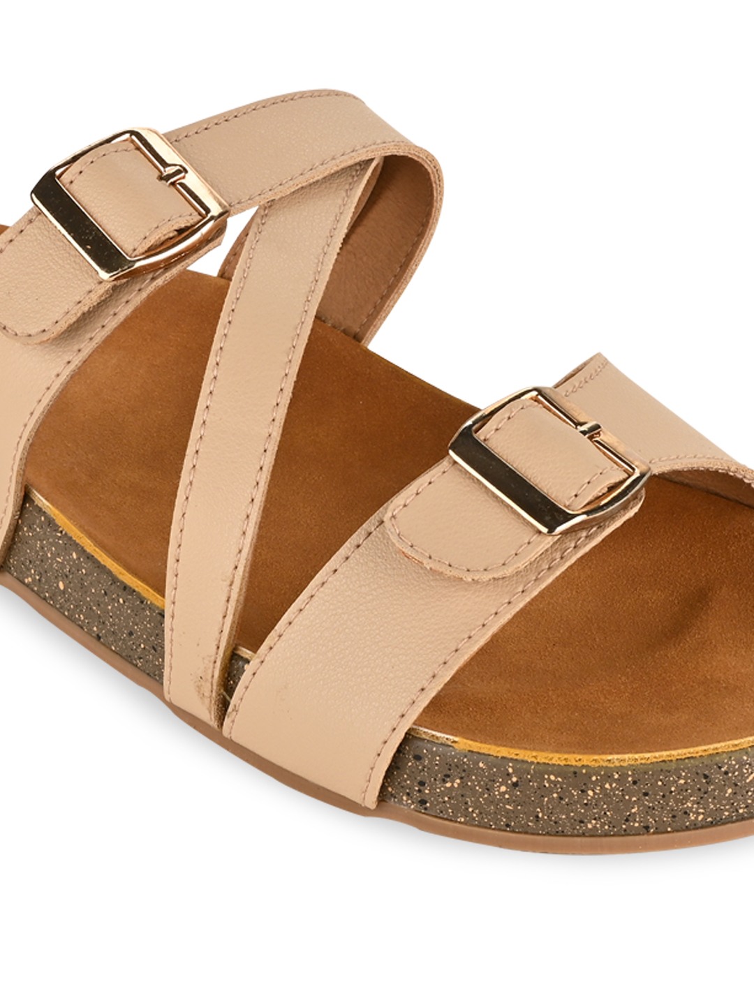 Beige Women Casual Slide Flats