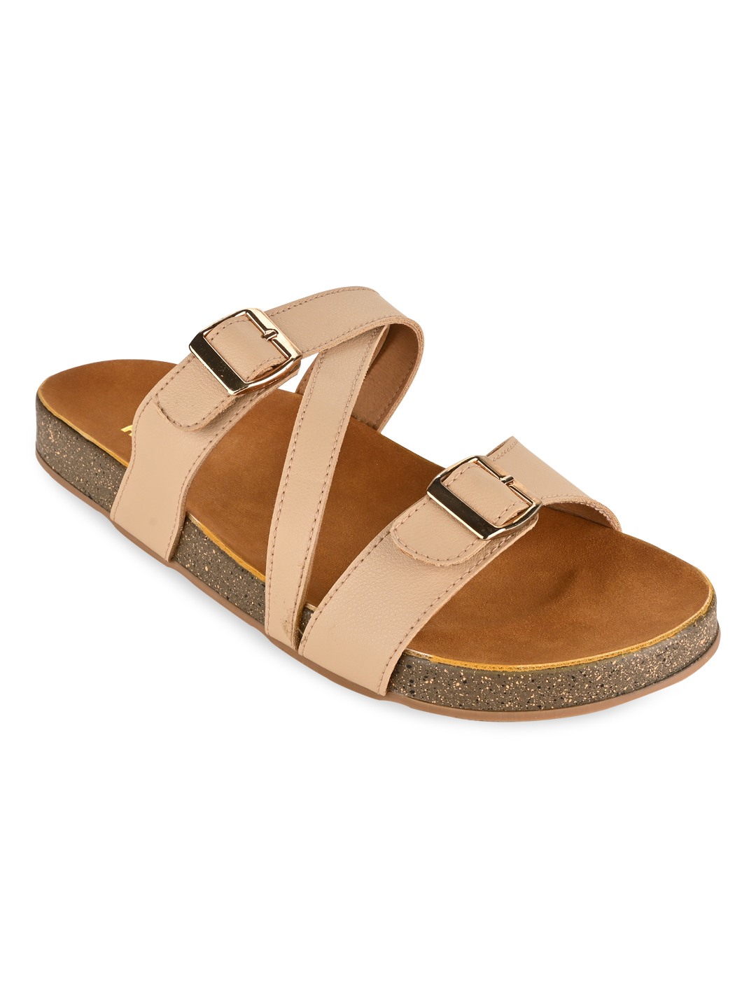 Beige Women Casual Slide Flats