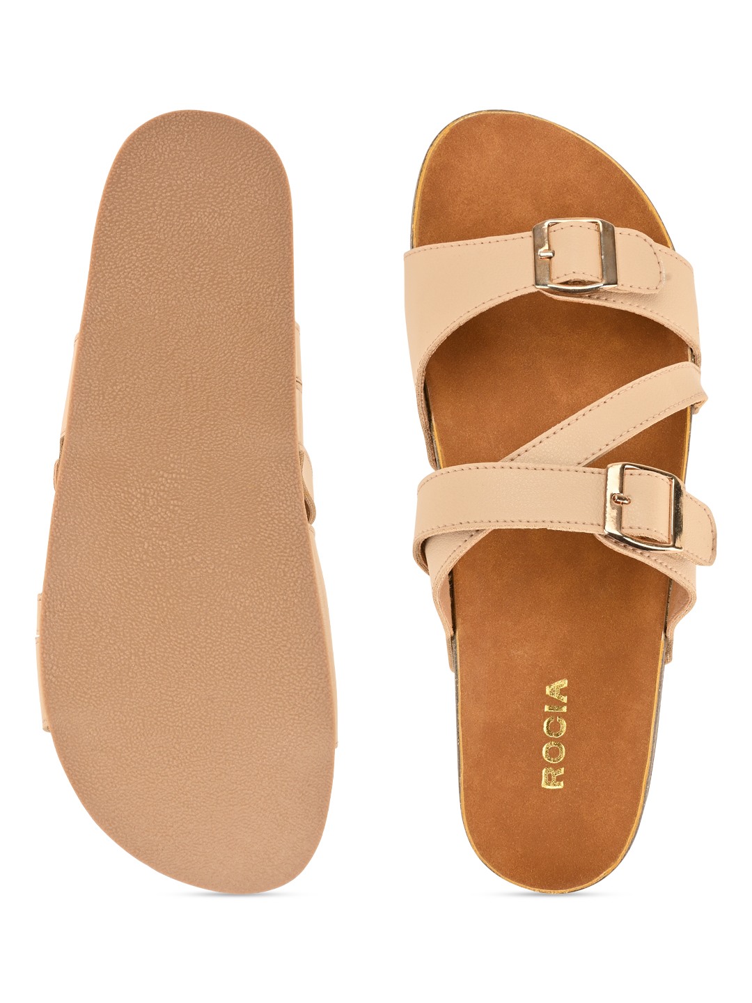 Beige Women Casual Slide Flats