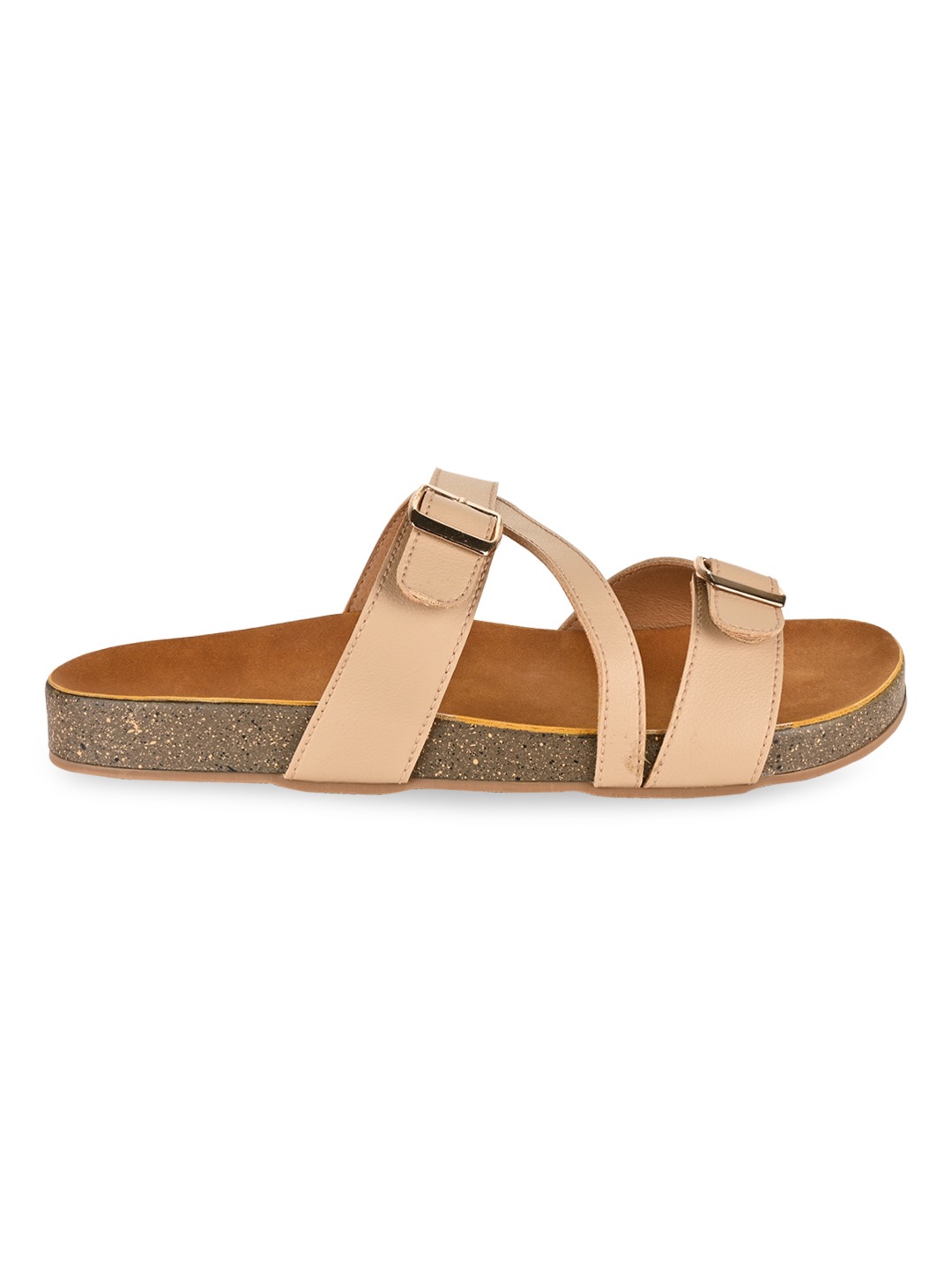 Beige Women Casual Slide Flats
