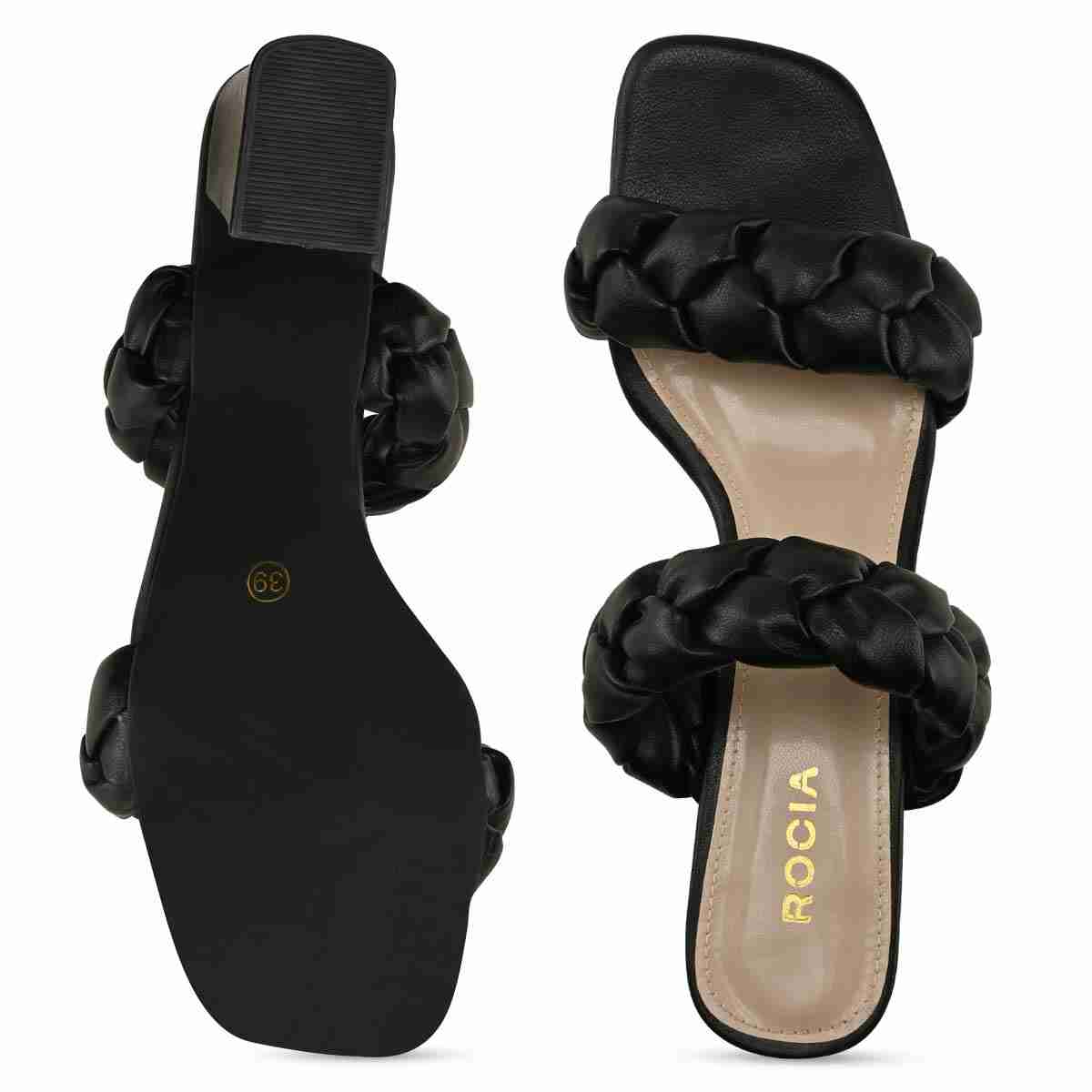 Rocia Black Braided Sandals