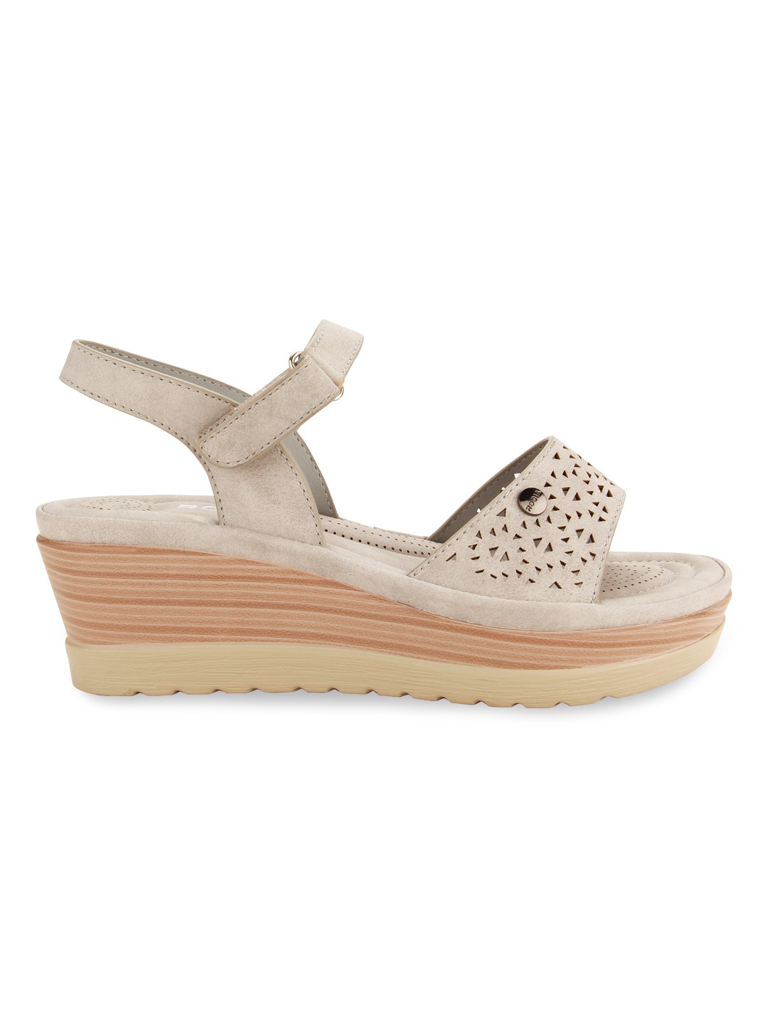 Rocia Grey Women Laser Cut Wedges