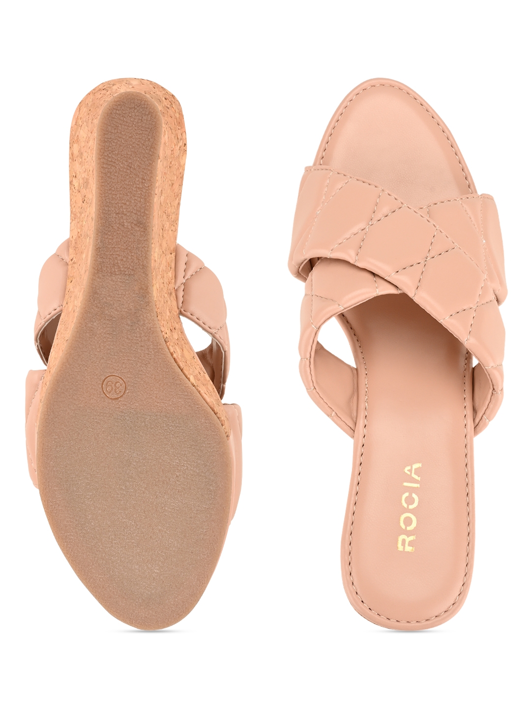 Rocia | Rocia Pink Women Quilted Wedges 4