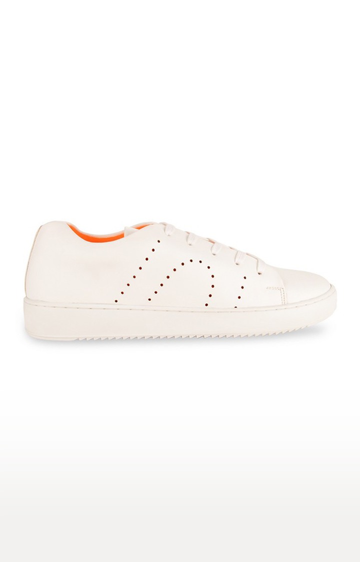 Men's White Synthetic Sneakers