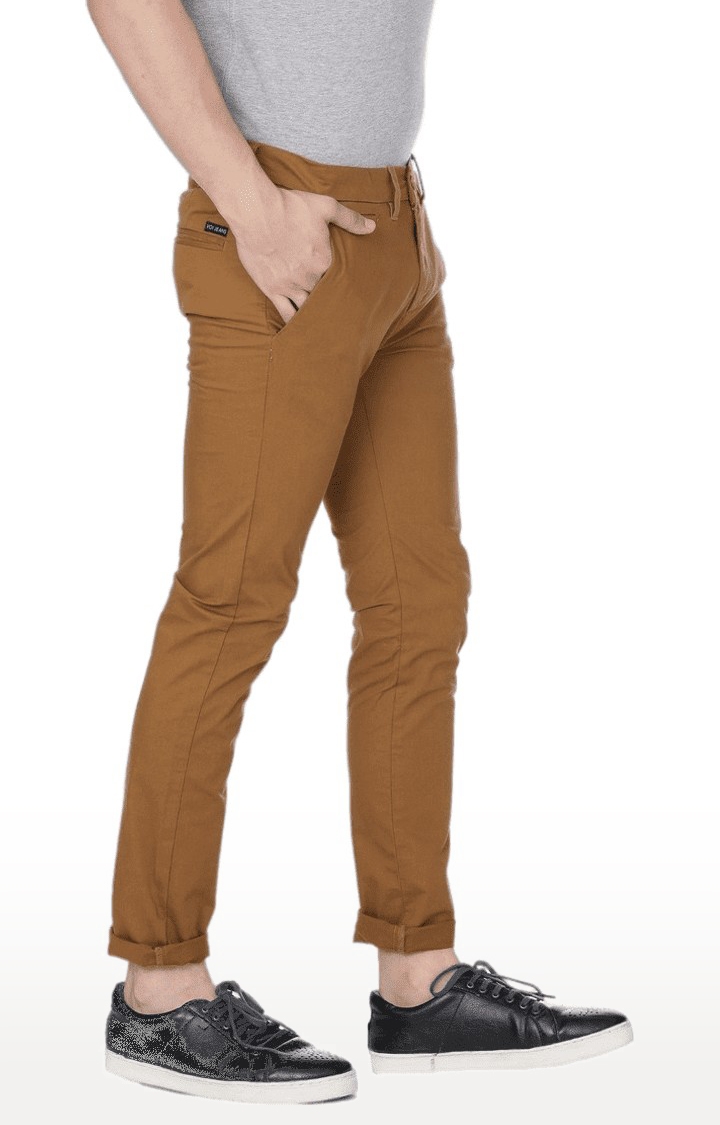 Voi Jeans | Men's Brown Cotton Blend Chinos 3
