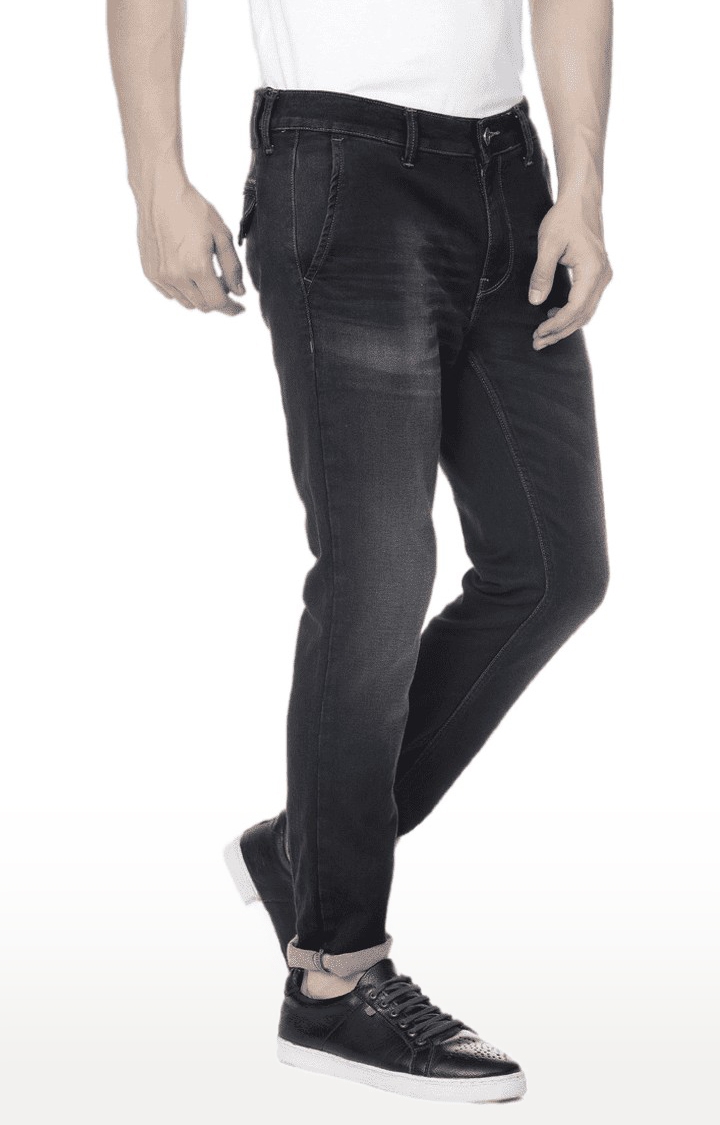 Voi Jeans | Men's Black Cotton Blend  Regular Jeans 2