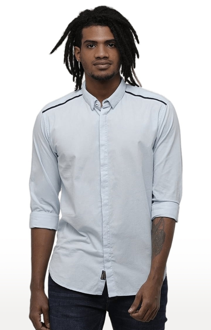 Voi Jeans | Men's Blue Cotton Solid Casual Shirt 0