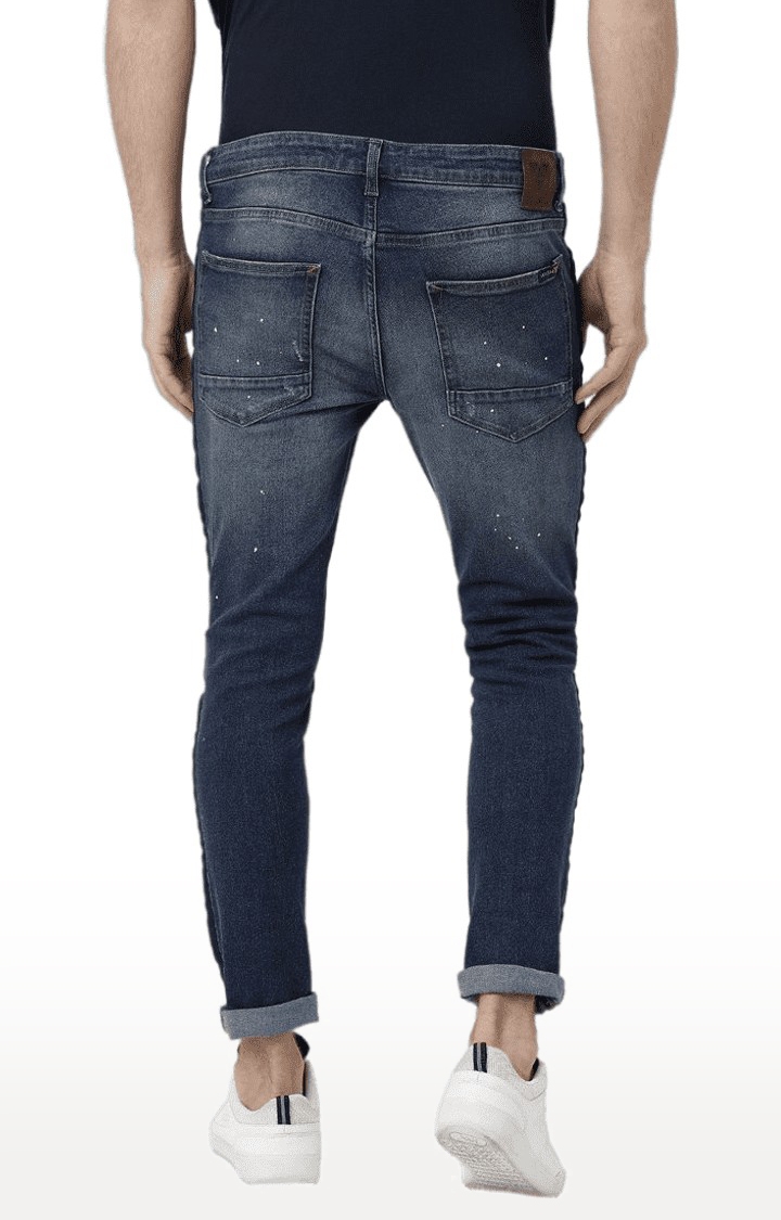 Men's Blue Cotton Blend Slim Jeans