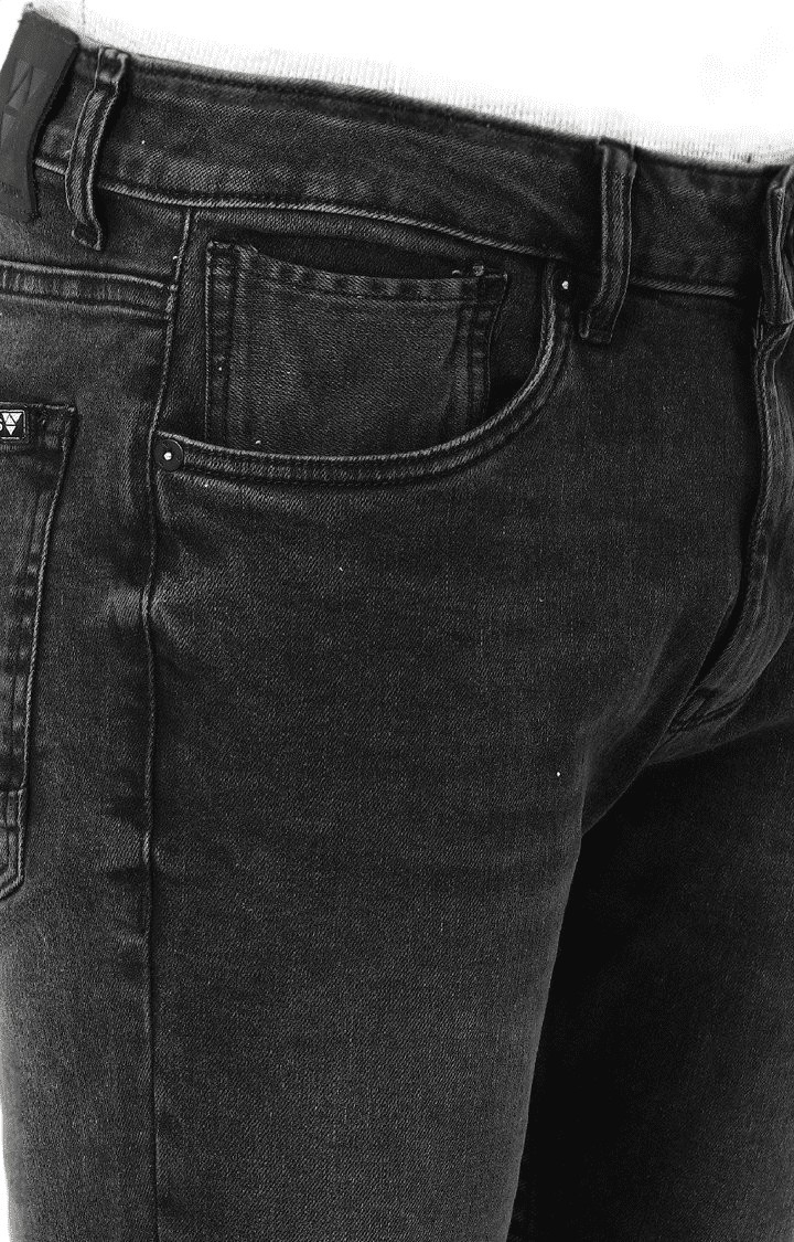 Voi Jeans | Men's Black Cotton Blend  Regular Jeans 5