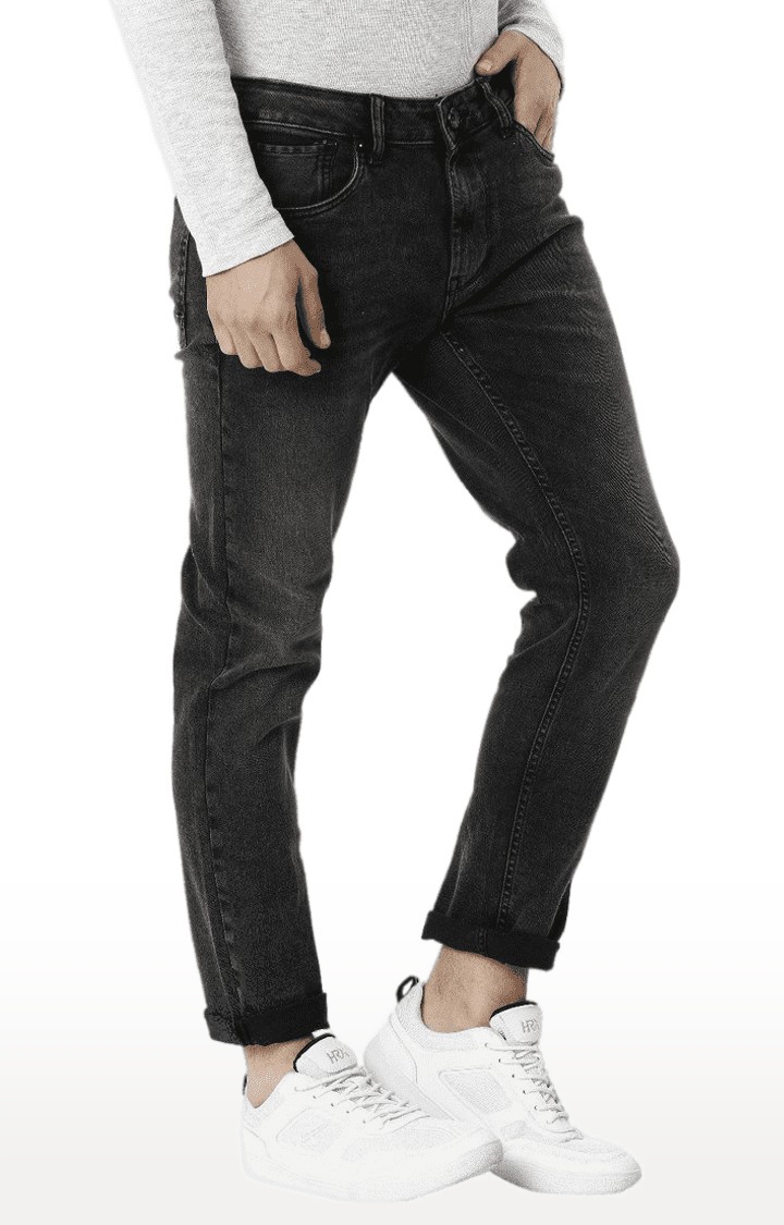 Voi Jeans | Men's Black Cotton Blend  Regular Jeans 3