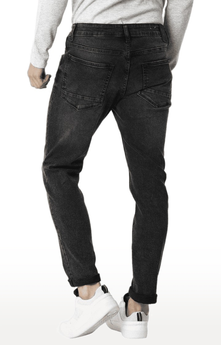 Voi Jeans | Men's Black Cotton Blend  Regular Jeans 4