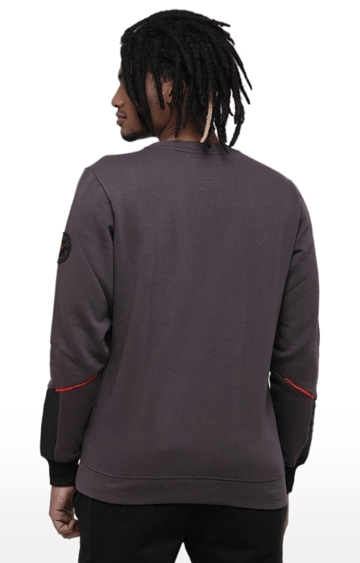 Voi Jeans | Men's Charcoal Cotton Colourblocked SweatShirt 2