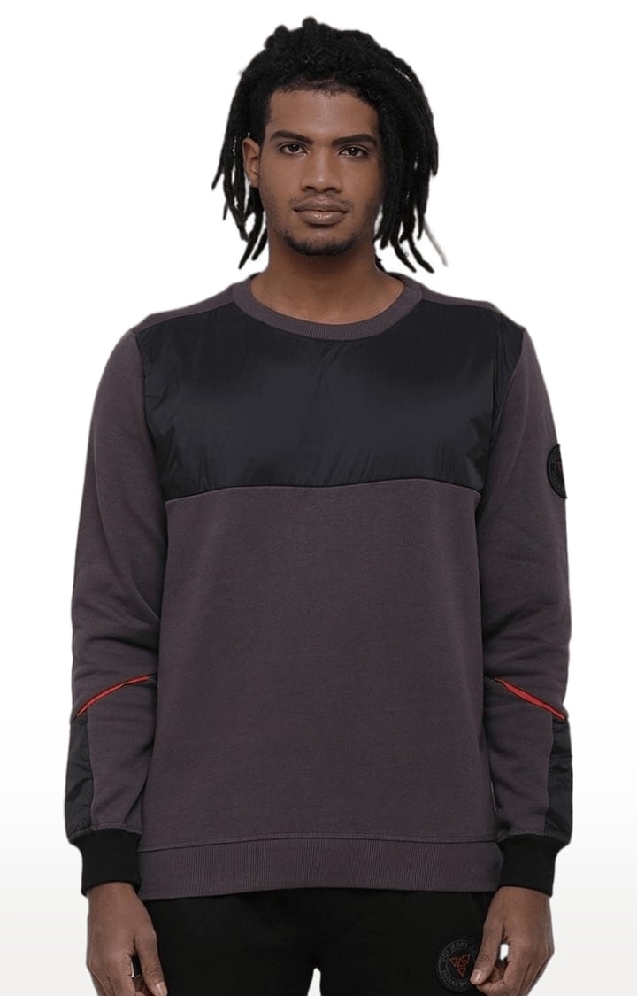Voi Jeans | Men's Charcoal Cotton Colourblocked SweatShirt 0