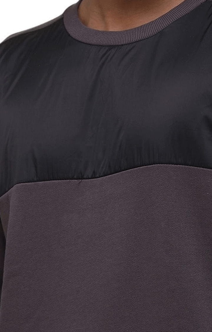 Voi Jeans | Men's Charcoal Cotton Colourblocked SweatShirt 3