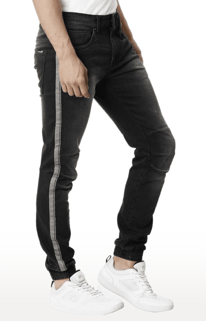 Voi Jeans | Men's Black Cotton Blend Joggers Jeans 3