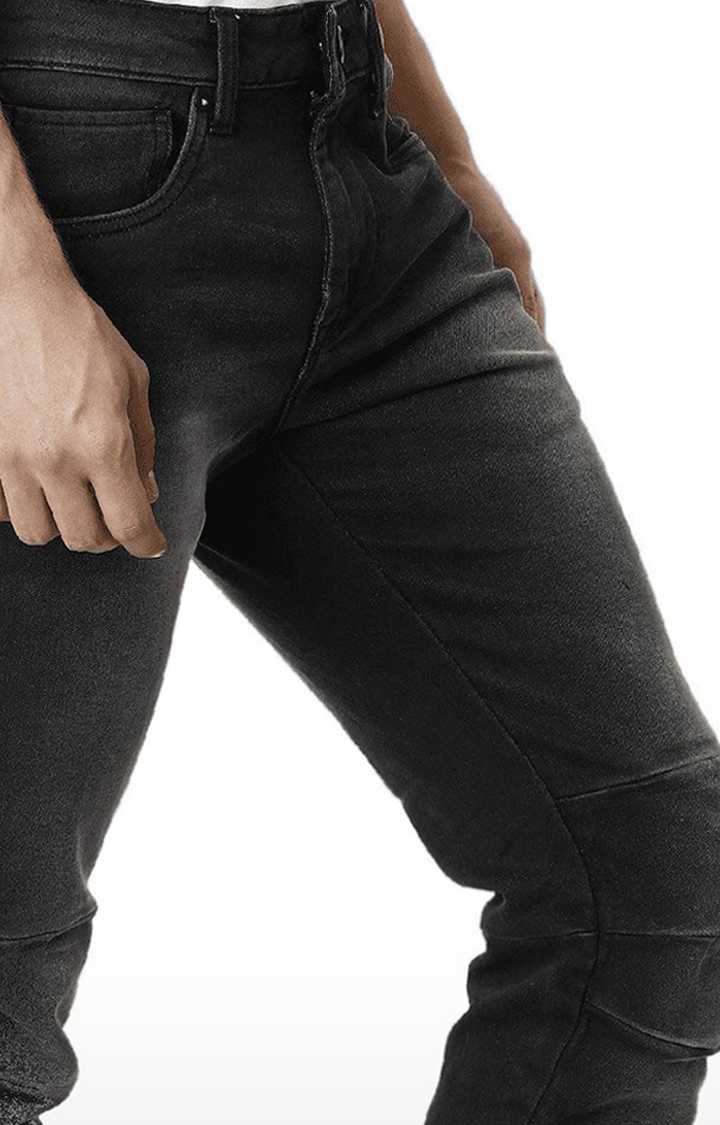 Voi Jeans | Men's Black Cotton Blend Joggers Jeans 5