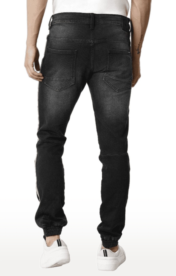 Voi Jeans | Men's Black Cotton Blend Joggers Jeans 4