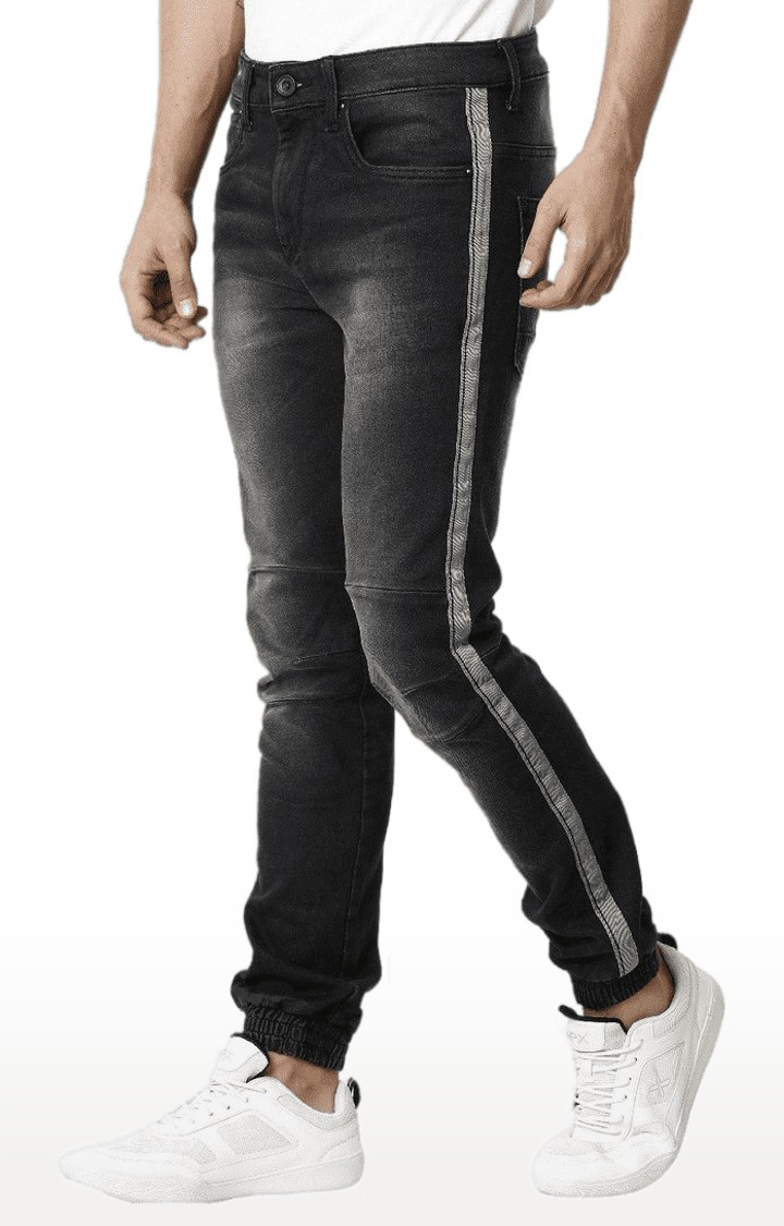 Voi Jeans | Men's Black Cotton Blend Joggers Jeans 2