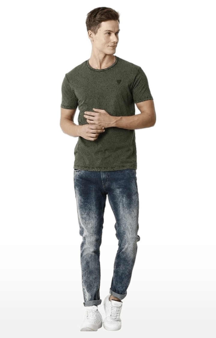 Voi Jeans | Men's Olive Cotton Printed T-Shirt 1