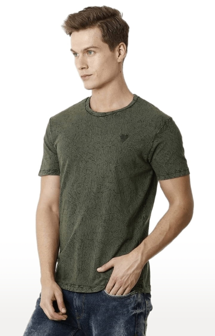 Voi Jeans | Men's Olive Cotton Printed T-Shirt 2