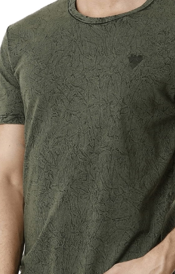 Voi Jeans | Men's Olive Cotton Printed T-Shirt 4