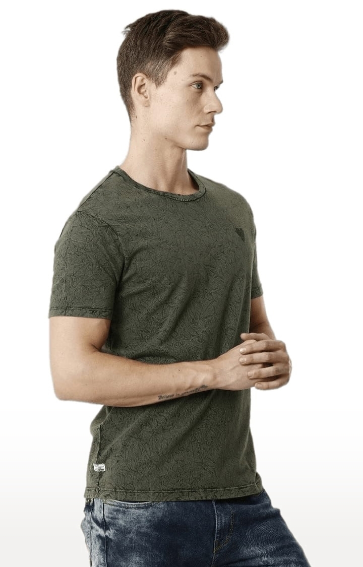 Voi Jeans | Men's Olive Cotton Printed T-Shirt 3