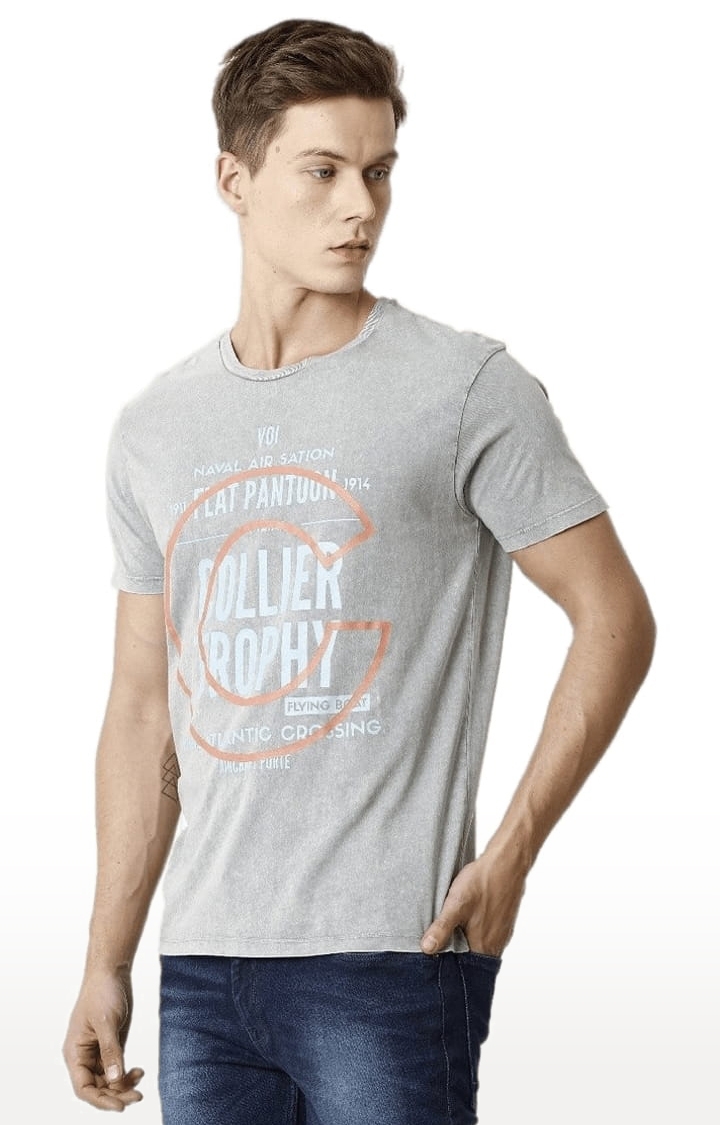 Voi Jeans | Men's Lt Grey Cotton Typographic T-Shirt 2
