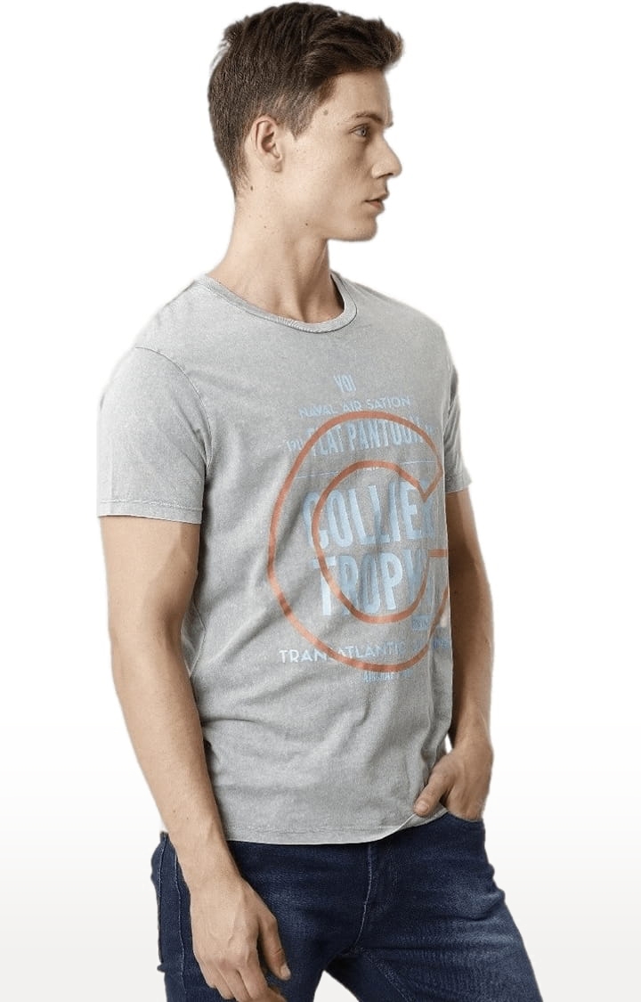 Voi Jeans | Men's Lt Grey Cotton Typographic T-Shirt 3