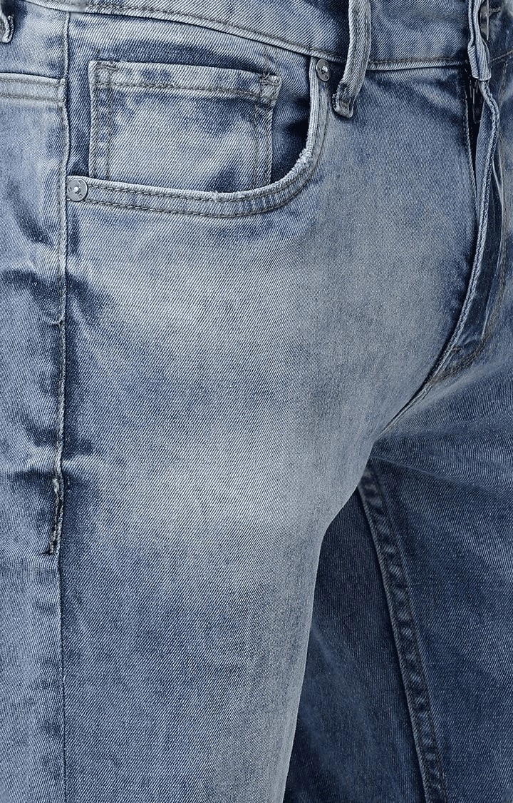 Voi Jeans | Men's Blue Cotton Blend Slim Jeans 5