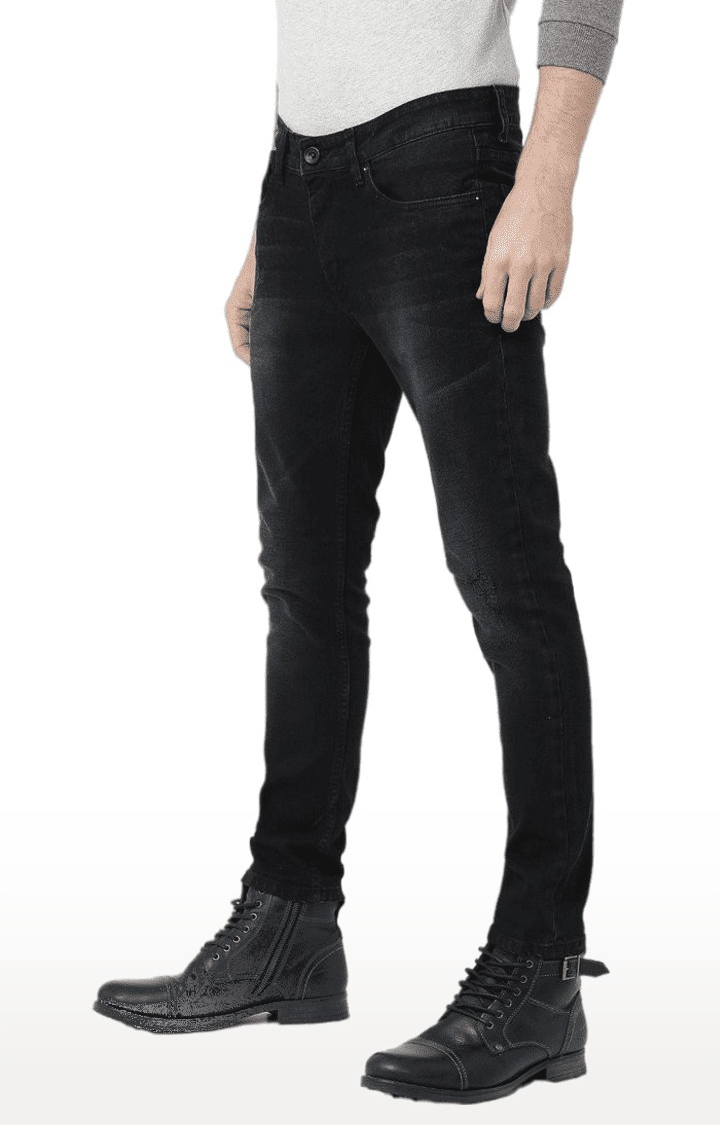 Voi Jeans | Men's Black Cotton Blend  Regular Jeans 2