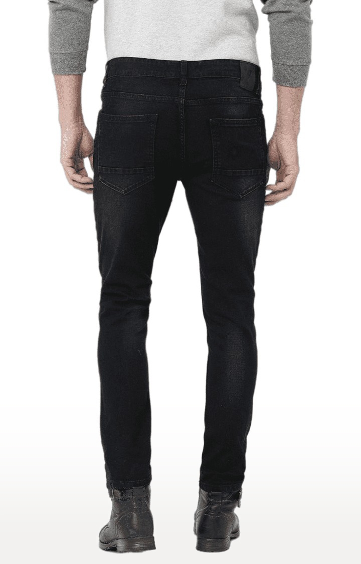 Voi Jeans | Men's Black Cotton Blend  Regular Jeans 4