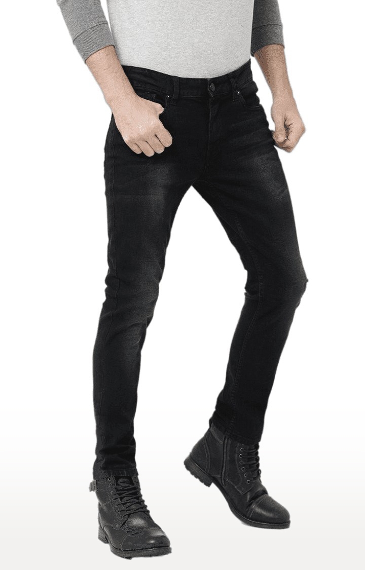 Voi Jeans | Men's Black Cotton Blend  Regular Jeans 3