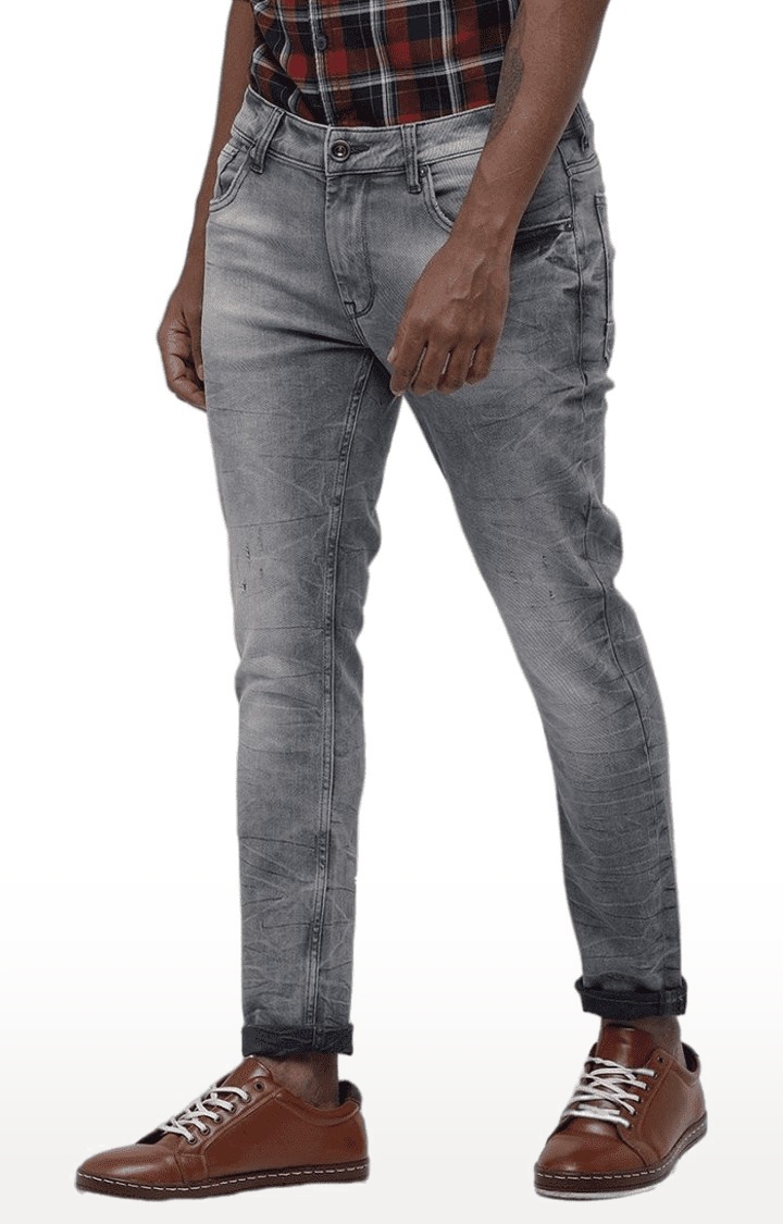 Voi Jeans | Men's Grey Cotton Blend  Regular Jeans 2