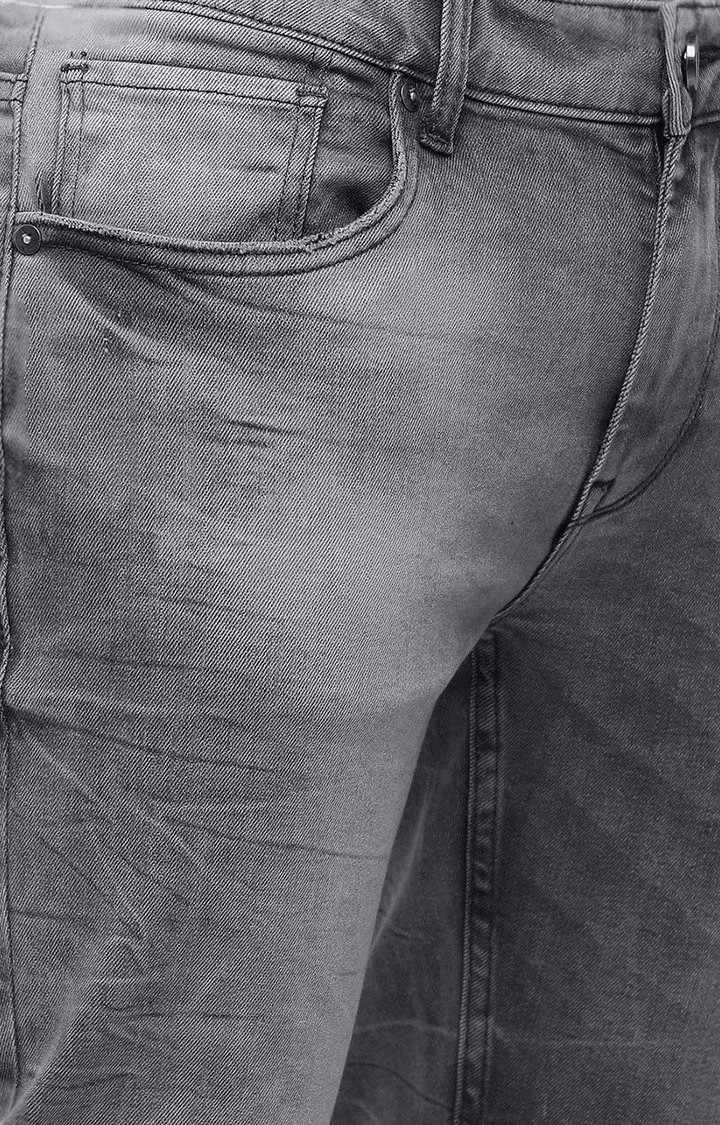 Voi Jeans | Men's Grey Cotton Blend  Regular Jeans 4
