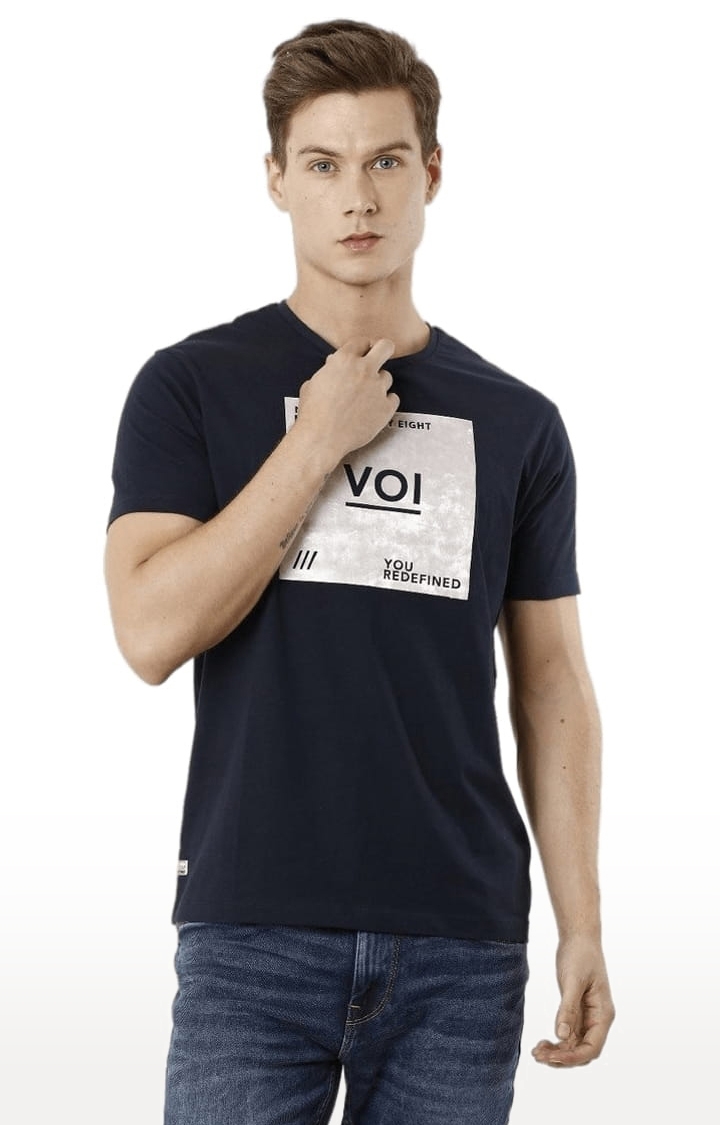 Voi Jeans | Men's Blue Cotton Graphic Printed T-Shirt 0