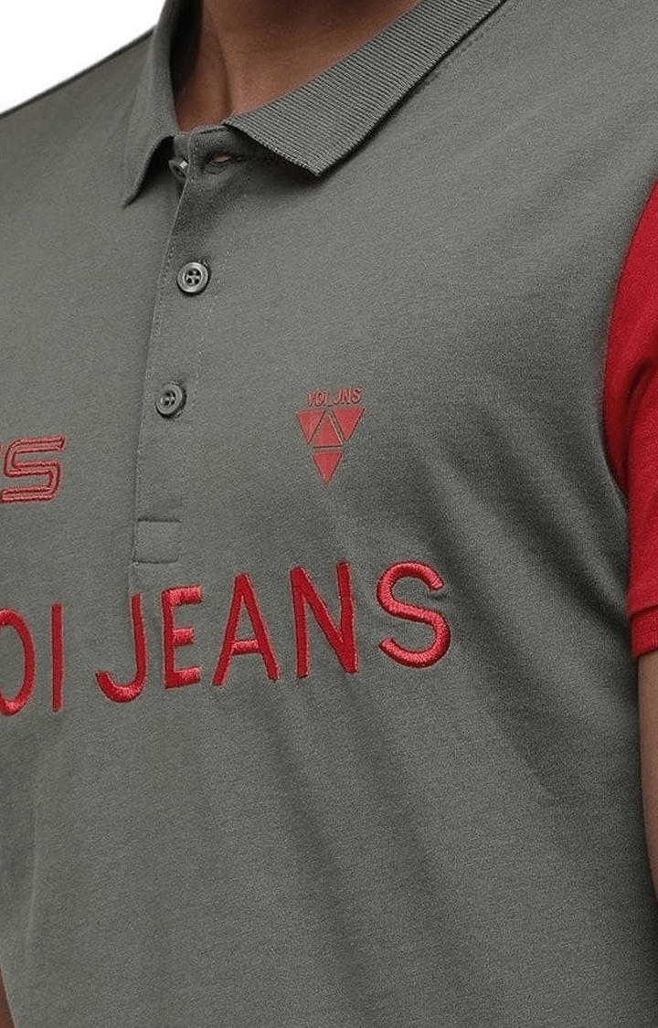 Voi Jeans | Men's Olive Cotton Typographic Polos 4