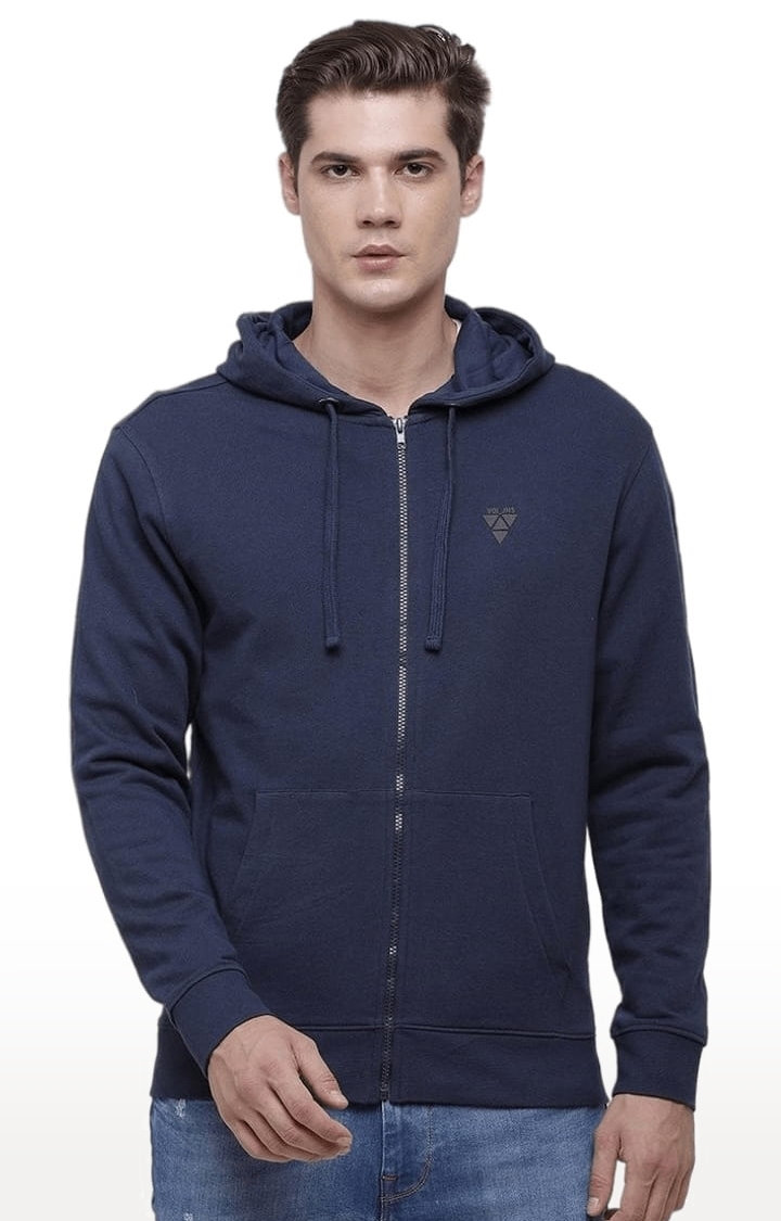 Voi Jeans | Men's Navy blue Cotton Solid hoodie 0
