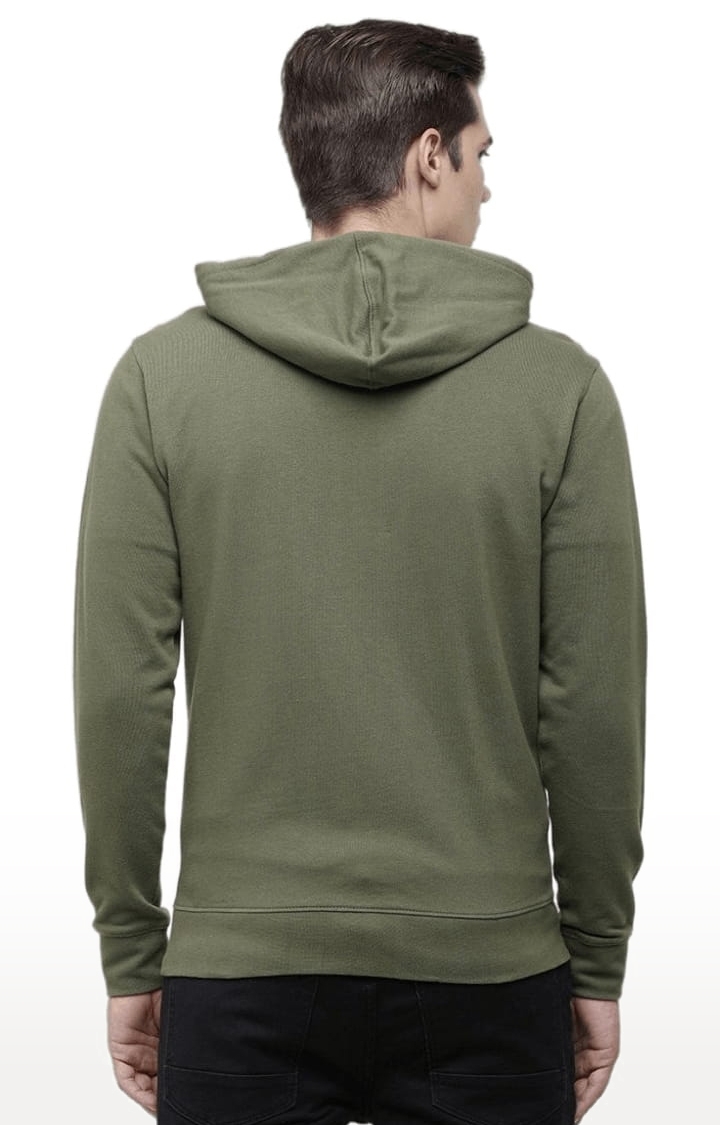 Voi Jeans | Men's Olive Green Cotton Solid hoodie 3