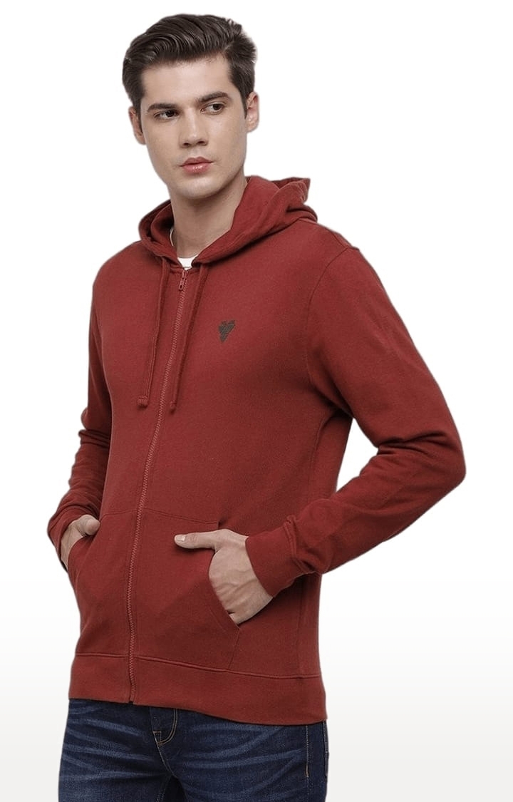 Voi Jeans | Men's Brick Red Cotton Solid hoodie 2