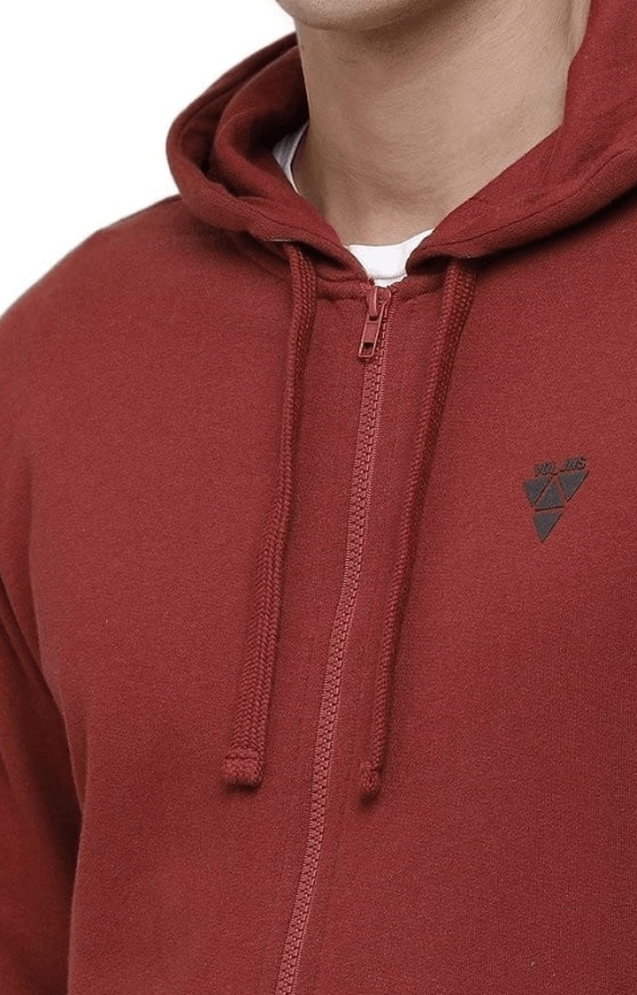 Voi Jeans | Men's Brick Red Cotton Solid hoodie 4