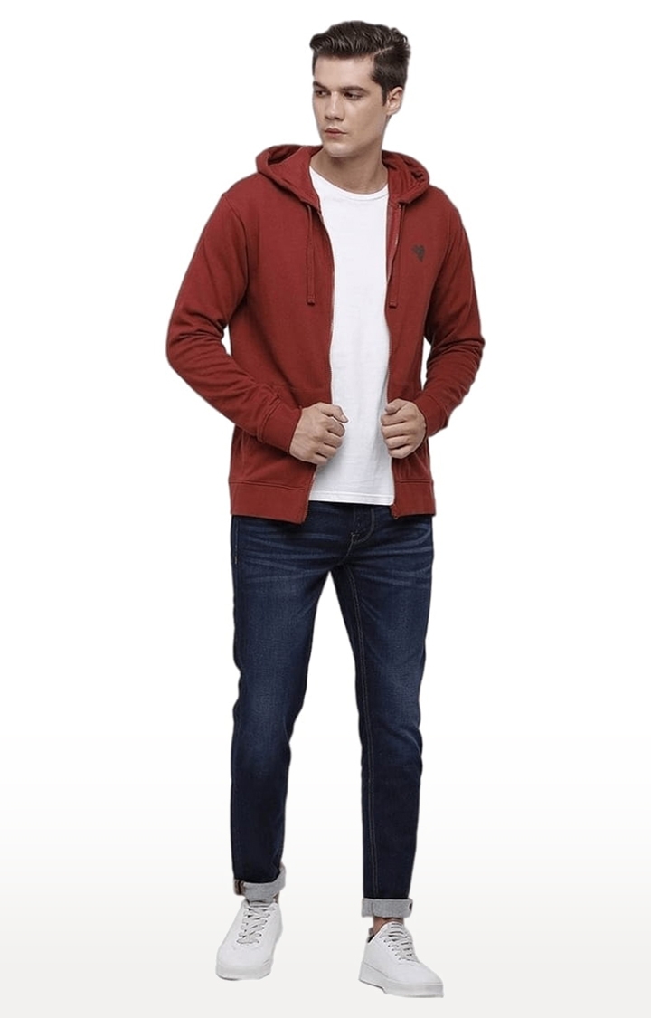 Voi Jeans | Men's Brick Red Cotton Solid hoodie 1