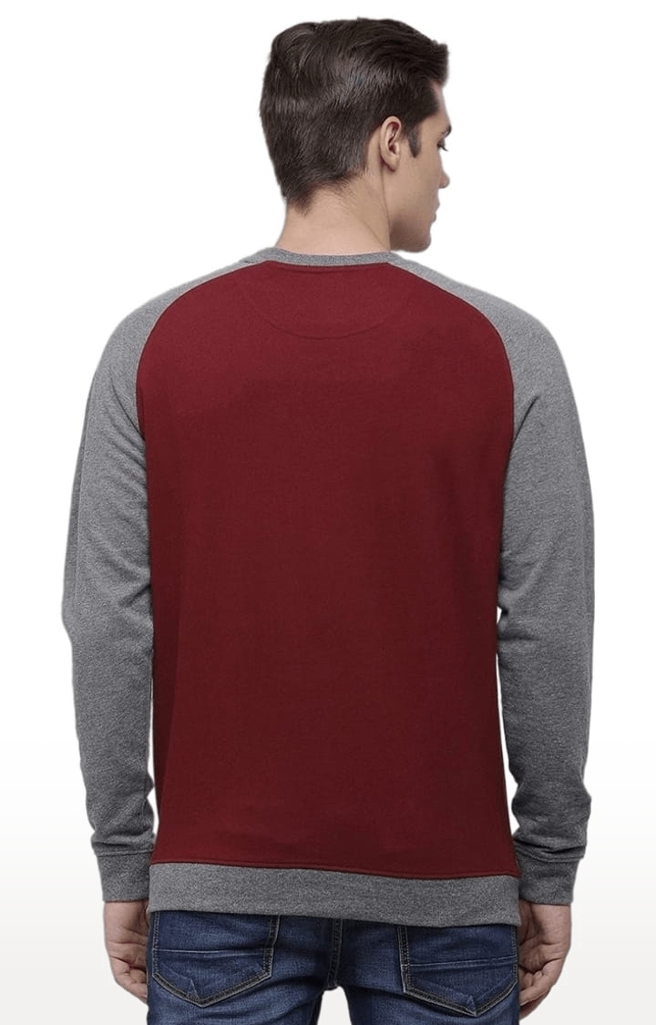 Voi Jeans | Men's Maroon & Grey Cotton Colourblocked SweatShirt 3