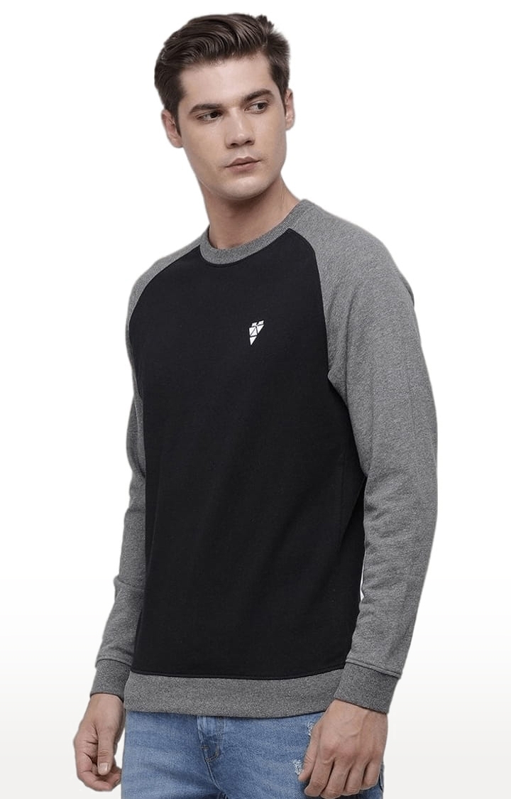 Voi Jeans | Men's Black & Grey Cotton Solid SweatShirt 2