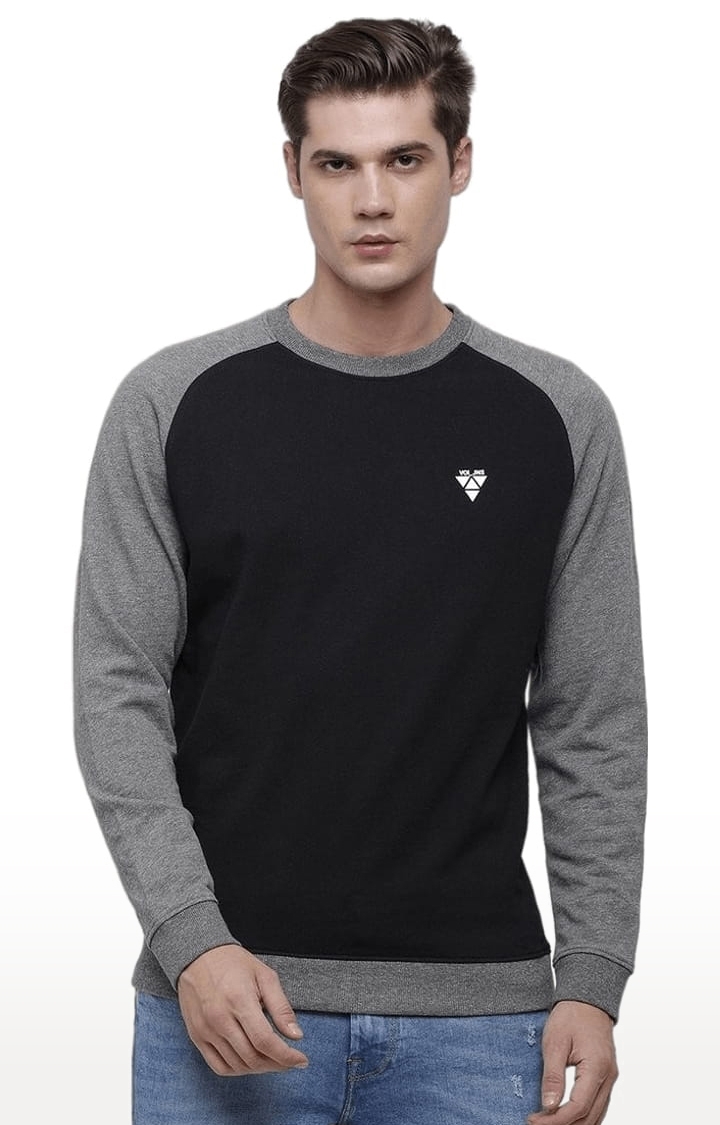 Voi Jeans | Men's Black & Grey Cotton Solid SweatShirt 0