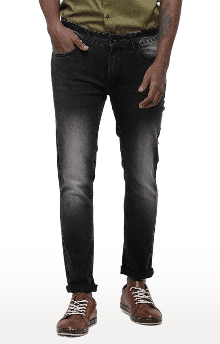 Voi Jeans | Men's Grey Cotton Blend  Regular Jeans 0
