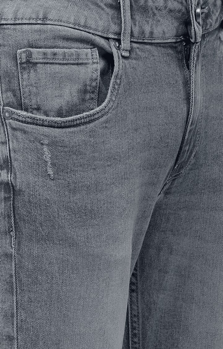 Voi Jeans | Men's Grey Cotton Slim Jeans 4